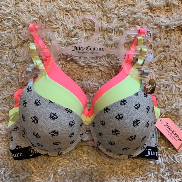 Juicy Couture, Intimates & Sleepwear, Juicy Couture Sexy Push Up 3 Pack  Bra Set 36b Nwt 54